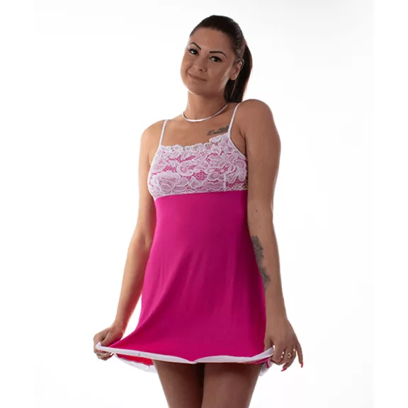 Női csipkés hálóing pink pamut Női csipkés hálóing pink pamut
