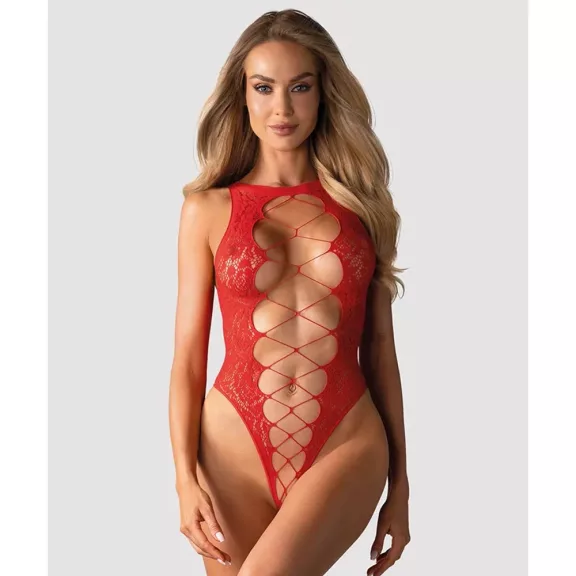 Obsessive csipkés necc nyitott body piros Obsessive csipkés necc nyitott body piros