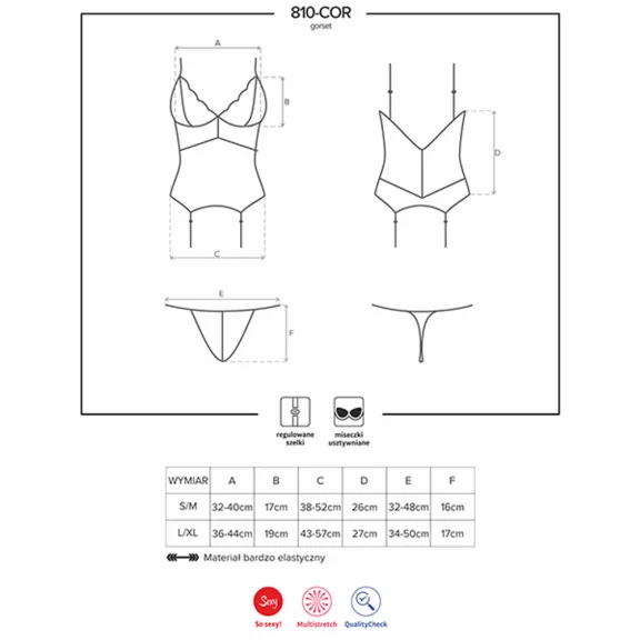Obsessive 810-COR-2 szexi fűző és tanga 2 részes szett