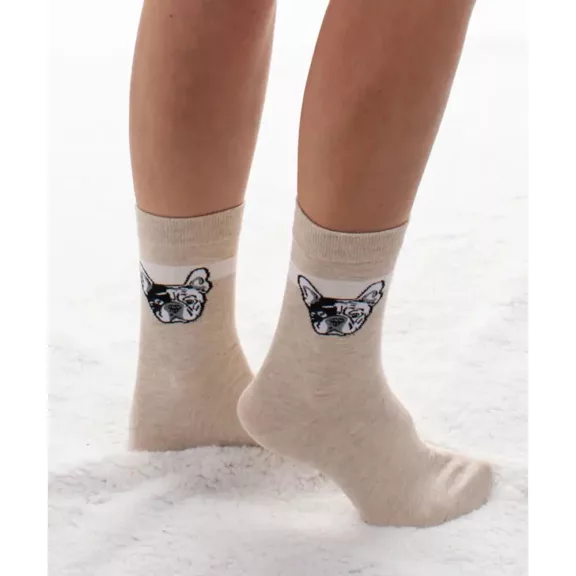 Mopsz kutyás zokni bézs Mopsz kutyás zokni bézs