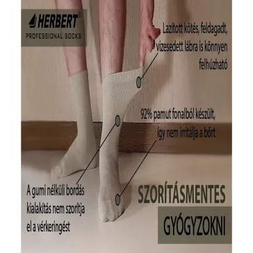 Herbert gumi nélküli gyógyzokni fehér