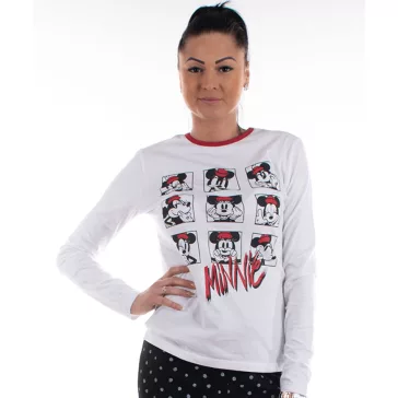 Minnie női pizsama pamut fekete pöttyös