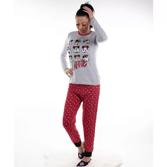 Minnie női pizsama pamut szürke pöttyös Minnie női pizsama pamut szürke pöttyös