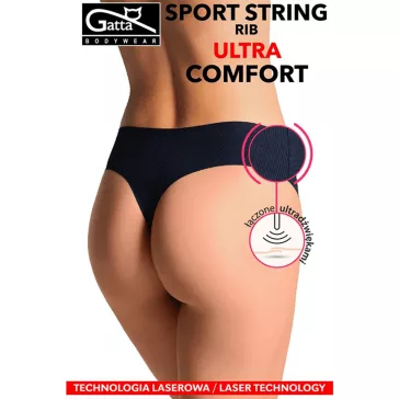   Gatta lézervágott fekete női brazil tanga Ultra Comfort Rib