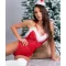 LivCo alul nyitott piros csipke body Santas Lace Lady