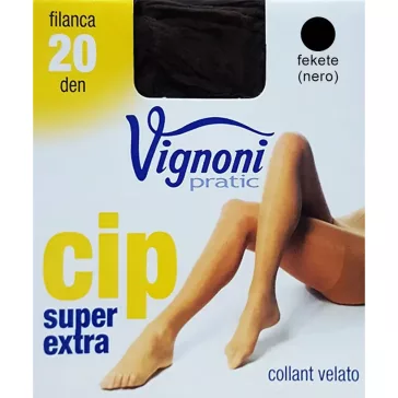   Super extra nagyméretű egyszínű fekete krepp harisnya Vignoni 