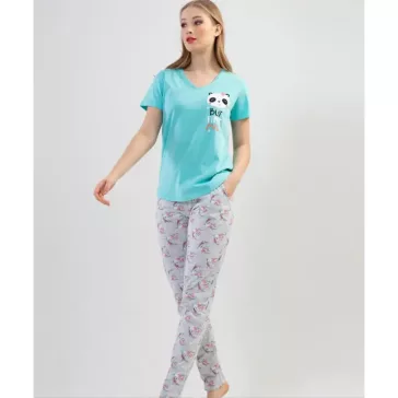 Panda macis pamut női pizsama