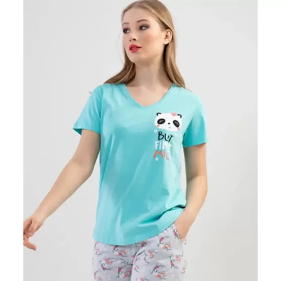 Panda macis pamut női pizsama