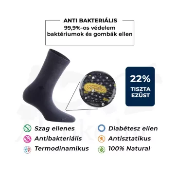 Bonny Silver Diabetic ezüstszálas zokni fekete