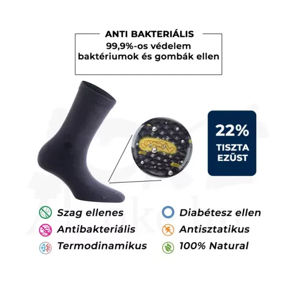 Bonny Silver Diabetic ezüstszálas zokni fekete Bonny Silver Diabetic ezüstszálas zokni fekete