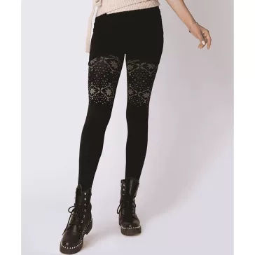 Knittex fekete mintás harisnya 40den